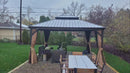 PURPLE LEAF Outdoor Hardtop Gazebo for Garden Bronze Double Roof Aluminum Frame Pavilion