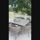 PURPLE LEAF Modern Outdoor Dining Table with 6/8/10 Seats, All-Weather Aluminum Table and Rattan Chairs with Cushions, Champagne