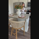 PURPLE LEAF Counter Stools, Bar Stools Set of 2 Rattan Bar Stools Wicker Bar Chairs Woven Aluminum Barstools with Back and Cushions