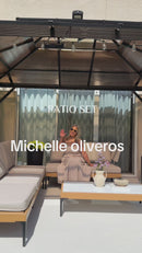 PURPLE LEAF Sicilia L-Shaped Modular Outdoor Sectional with Oatmeal Greige Cushions Flexible Layout for Garden Poolside