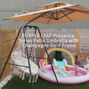 PURPLE LEAF Provence Series Outdoor Cantilever Patio Umbrella with Champagne Gold Frame for Terrace, Deck & Lounge