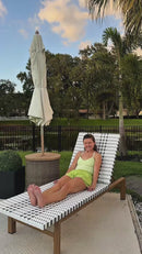 PURPLE LEAF Outdoor Teak Chaise Lounge Chair, Wood Grain Aluminum Outdoor Pool Lounge Chairs with Adjustable Backrest, Breathable Recliner for Patio, Poolside, Garden