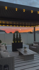 PURPLE LEAF Caesar Louvered Pergola Outdoor Adjustable Louvre Shade Modern Patio Aluminum Pergola with  Yellow Lights