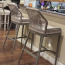 PURPLE LEAF Outdoor Bar Stool Set of 2,  Wicker Rattan Bar stools with Back Aluminum Outside Garden Patio Bar Chairs