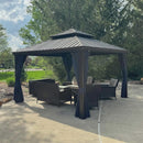 PURPLE LEAF Outdoor Hardtop Gazebo for Garden Bronze Double Roof Aluminum Frame Pavilion