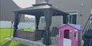 PURPLE LEAF Grey Hardtop Gazebo with Heavy Duty Galvanized Steel Double Roof with Netting and Curtains