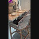 PURPLE LEAF Outdoor Bar Stool Set of 2,  Wicker Rattan Bar stools with Back Aluminum Outside Garden Patio Bar Chairs