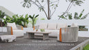 PURPLE LEAF Hailar U-Shaped Patio Conversation Set with Genuine Teak Cushions and Pillows Olefin Rope Backrest Outdoor Couch Sets for Porch Garden