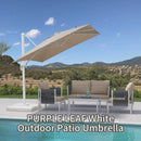 PURPLE LEAF Outdoor Patio Umbrella with Base, Best White Cantilever Umbrellas