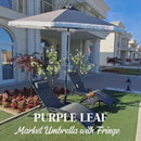 Clearance - PURPLE LEAF OPEN BOX Market Umbrella with Fringe for Pool and Beach