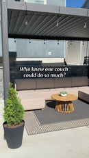 PURPLE LEAF Breck L-Shaped Modular Outdoor Sectional with Wood-Grain Aluminum Frame and Thick Teak-Colored Cushions for Luxury Backyard Lounge