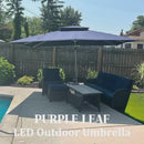 PURPLE LEAF Rectangle Outdoor Patio Umbrellas with Lights