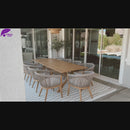 PURPLE LEAF Outdoor Dining Table Set All-Weather Aluminum with Wood Grain Table and Rope Woven Chairs Includes Backyard Patio Cushions