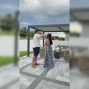 PURPLE LEAF Caesar Outdoor Louvered Pergola Patio Sun Shade Shelter with Adjustable Hardtop Patio Pergola Gray Frame White Roof