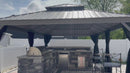 PURPLE LEAF Patio Gazebo for Pool Light Grey Hardtop Galvanized Steel Roof with String Lights-milky
