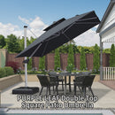 PURPLE LEAF Double Top 360 Degree Rotation 9 ft / 10 ft / 11 ft / 12 ft Square Patio Classic Umbrella