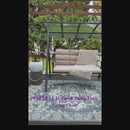 PURPLE LEAF Outdoor Deluxe Modern Swing Chairs with PVC Canopy, Swing for Patio Gadern Porch, Solar LED Light and Cushions Included