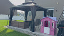 PURPLE LEAF Grey Hardtop Gazebo with Heavy Duty Galvanized Steel Double Roof with Netting and Curtains