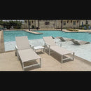PURPLE LEAF Outdoor Chaise Lounge Chairs Set of 2 White Aluminum Lounge Chair Five-Position Adjustable Chaise with Wheels and Table for Pool Deck Patio