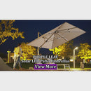 PURPLE LEAF Double Top 9 / 10 / 11 / 12 ft Square Outdoor Umbrellas with Lights