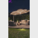 PURPLE LEAF Round Solar Lighted Cantilever Umbrella Outside Patio Umbrella with Lights