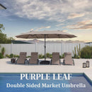 PURPLE LEAF Table Umbrella Double Sided Rectangular Patio Market Umbrella with Base