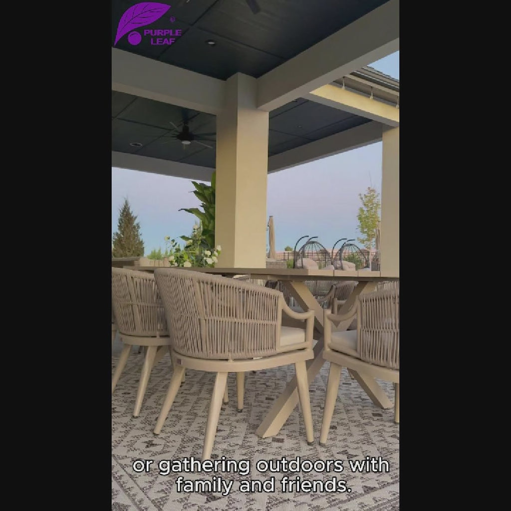 PURPLE LEAF Patio Dining Set Champagne Video