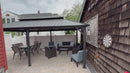 PURPLE LEAF Grey Hardtop Gazebo with Heavy Duty Galvanized Steel Double Roof with String Lights-clear