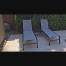 PURPLE LEAF Outdoor Aluminum Chaise Lounge Set of 3 with Wheels and Side Table for Outdoor Backyard Poolside