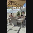 PURPLE LEAF Patio Dining Set Luxury Modern Conversation Set Aluminum Large Rectangle Dining Table and Chairs with Olefin Cushion Outdoor Furniture Set for Garden Porch Deck Backyard