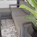 PURPLE LEAF Caesar Enclosed Patio Conversation Set with Grey Cushion Pillows and Ottoman for Porch Garden