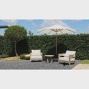 PURPLE LEAF Premium Teak‑Finish Aluminum Frame Outdoor Patio Market Umbrella with Rope Pulley Lift