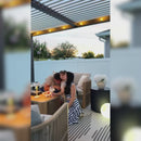 PURPLE LEAF Caesar Outdoor Louvered Pergola Patio Sun Shade Shelter with Adjustable Hardtop Patio Pergola Gray Frame White Roof