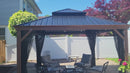 PURPLE LEAF Hardtop Gazebo for Patio Wood Grain Galvanized Steel Frame Awning with Netting