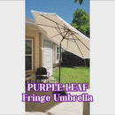 PURPLE LEAF Market Umbrella with Fringe and UPF50+ Portable Outdoor Umbrella with Tilt for Pool and Beach