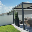 PURPLE LEAF Caesar Outdoor Louvered Pergola Patio Sun Shade Shelter with Adjustable Hardtop Patio Pergola Gray Frame White Roof