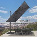 PURPLE LEAF Cantilever Telescopic Umbrella for Swimming Pool, Patio, Porch, Garden