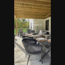 PURPLE LEAF Outdoor Dining Table Set All-Weather Aluminum with Wood Grain Table and Rope Woven Chairs Includes Backyard Patio Cushions