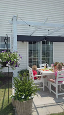PURPLE LEAF Outdoor Retractable Pergola with Sun Shade Canopy Cover White Patio Metal Shelter for Garden With Curtains