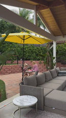 PURPLE LEAF Sanori L-Shaped Patio Couch Set Modular Sofa with Beige Cushions and Ottoman for Backyard