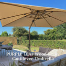 PURPLE LEAF Wood Grain Cantilever Patio Umbrella Aluminum Outdoor Umbrellas