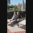 PURPLE LEAF Aluminum Outdoor Chaise Lounge with Wheels and Armrests for Pool Backyard Beach