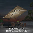 PURPLE LEAF Double Top 9 / 10 / 11 / 12 ft Square Outdoor Umbrellas with Lights