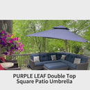 PURPLE LEAF Double Top 360 Degree Rotation 9 ft / 10 ft / 11 ft / 12 ft Square Patio Classic Umbrella