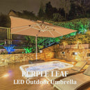 Clearance - PURPLE LEAF OPEN BOX Square Outdoor Umbrellas with Lights