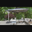 PURPLE LEAF Double Top 9 / 10 / 11 / 12 ft Square Outdoor Umbrellas with Lights