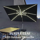 PURPLE LEAF Rectangle Outdoor Patio Umbrellas with Lights