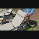 PURPLE LEAF Outdoor Lounge Chair Patio Chaise Pool Lounger Aluminum Frame with Side Table and Wheels for Outside Sunbathing Tanning Recliner Including Pillows