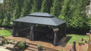 OPEN BOX I PURPLE LEAF Patio Gazebo for Backyard Grey Hardtop Galvanized Steel Roof Awning with Upgrade Curtain