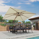 PURPLE LEAF Outdoor Garden Umbrella with Base, Cantilever Umbrellas in Wood Color